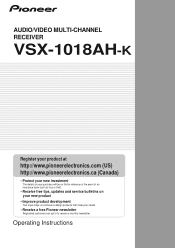 Pioneer VSX-1018AH-K Owner's Manual