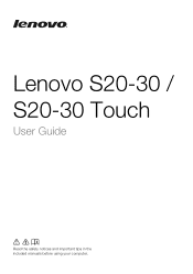 Lenovo S20-30 Touch Laptop User Guide - Lenovo S20-30, S20-30 touch