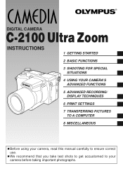 Olympus C-2100 C-2100 Ultra Zoom Instruction Manual (6 MB)