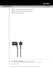 Sony MDR-EX55/BLK Marketing Specifications