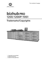 Konica Minolta bizhub PRO 1051 bizhub PRO 1051/1200/1200P Trademarks/Copyrights User Manual