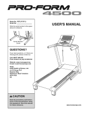 ProForm 4500 Treadmill English Manual