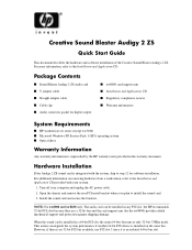 HP Xw6200 Creative Sound Blaster Audigy 2 ZS Quick Start Guide