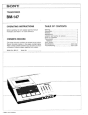 Sony BM147 Operating Instructions
