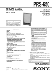 Sony PRS-650 Service Manual