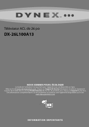 Dynex DX-26L100A13 Important Information (French)