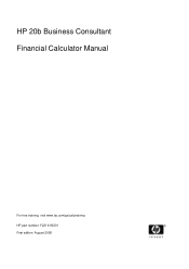 HP 20b HP 20b Business Consultant Financial Calculator Manual