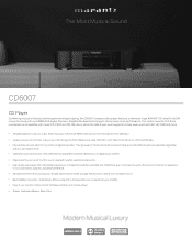 Marantz CD6007 Product Information Sheet
