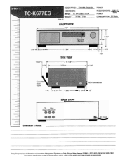 Sony TC-K677ES Installation Guide