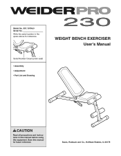 Weider Pro 230 Weight Bench English Manual