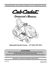 Cub Cadet GTX 1054 Garden Tractor GTX 1054 Operator's Manual