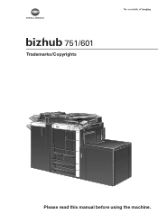 Konica Minolta bizhub 601 bizhub 751/601 Trademarks/Copyrights User Manual