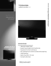 Toshiba 46RV525R Printable Spec Sheet
