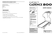 Weslo Cadence 800 Instruction Manual