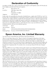 Epson PowerLite 915W Warranty Statement