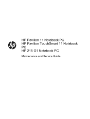 HP Pavilion TouchSmart 11-e110nr HP Pavilion 11 Notebook PC HP Pavilion TouchSmart 11 Notebook PC HP 215 G1 Notebook PC Maintenance and Service Guide