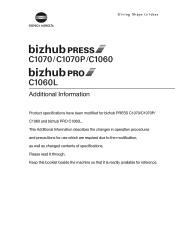 Konica Minolta bizhub PRESS C71hc bizhub PRESS C1060/C1070/C1070P/C71hc/PRO C1060L User Guide Additional Information
