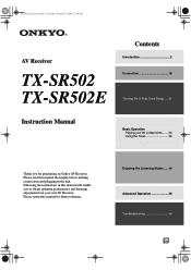 Onkyo TXSR502B Owner Manual