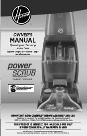 Hoover Power Scrub Deluxe Product Manual