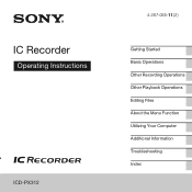 Sony ICD-PX312 Operating Instructions