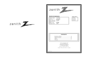Zenith P50W38 Service Manual