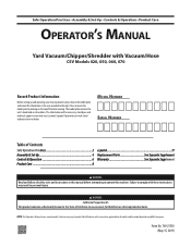 Cub Cadet CSV 070 Chipper Shredder Vacuum Operation Manual