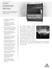 Behringer PMP1000 Product Information Document