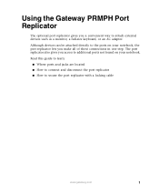 Gateway M-62 Using the Gateway  Port Replicator