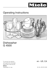 Miele Dimension G 4500 SCi Operating and Installation manual