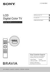 Sony KDL-40HX701 Setup Guide (Operating Instructions)