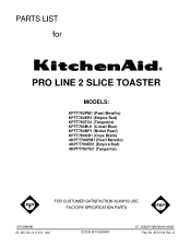 KitchenAid KPTT780PM Parts List