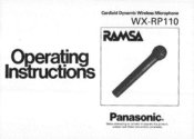Panasonic WXRP110 WXRP110 User Guide