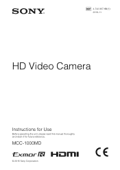Sony MCC-1000MD Operating Instructions