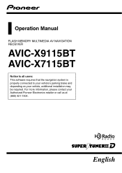 Pioneer AVIC-X9115BT Operation Manual