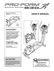 ProForm Spacesaver 930 Elliptical English Manual