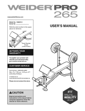 Weider Be Pro 265 Bench Enc Manual