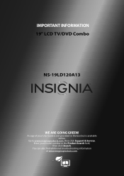 Insignia NS-19LD120A13 Important Information (English)