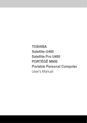 Toshiba Satellite U400 PSU40C-06101C Users Manual Canada; English