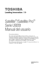 Toshiba Satellite U925T-SP2160SM User's Guide for Satellite U920 Series ( Spanish Windows 8 ) (Español)