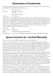 Epson PowerLite Pro G5750WU Warranty Statement