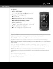Sony NWZ-S544 Marketing Specifications (Violet Model)