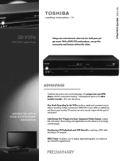 Toshiba SD-V296 Printable Spec Sheet