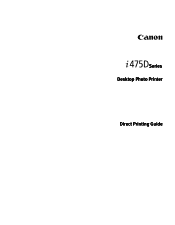 Canon PIXMA i475D i475D Direct Printing Guide