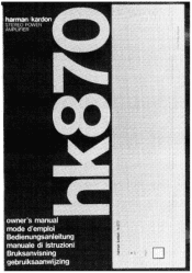 Harman Kardon HK870 Owners Manual