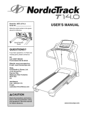 NordicTrack T 14.0 Treadmill Uk Manual