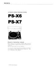 Sony PS-X6 Operating Instructions