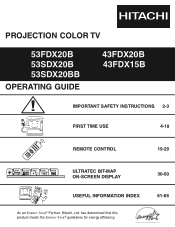 Hitachi 43FDX20B Owners Guide