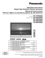 Panasonic TH50PX60X 50' Plasma Tv- Spanish
