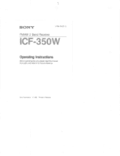 Sony ICF-350W Operating Instructions