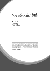 ViewSonic TD2230 - 22 1080p IPS 10-Point Multi Touch Monitor with HDMI DP and VGA User Guide